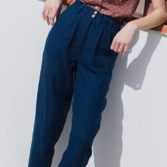 Not Perfect Linen Doolin High Waisted Linen Pants—Black - Picture 1 of 7